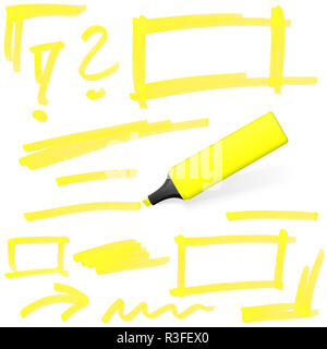 Farbigen Textmarker mit Markierungen Stockfoto