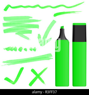 Farbigen Textmarker mit Markierungen Stockfoto