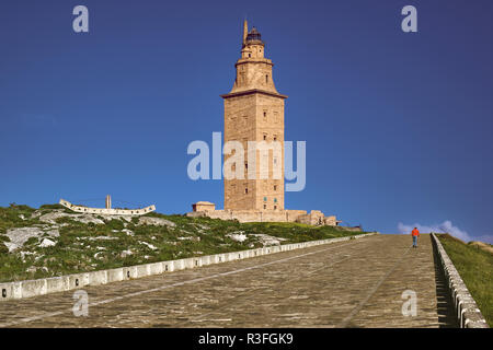 Der Turm des Herkules, der älteste Leuchtturm in Spanien, La/A Coruña, Galicien, Spanien, Europa Stockfoto