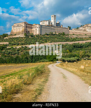Panoramablick von Assisi, in der Provinz von Perugia in der Region Umbrien in Italien. Stockfoto