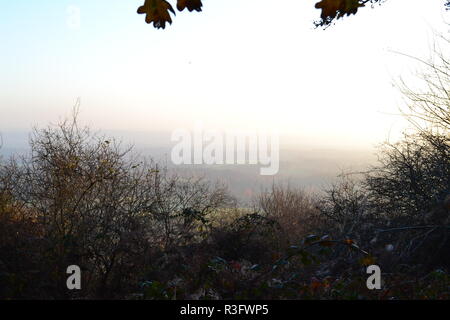 Herbst Szenen aus Shoreham, Kent; Magpie unten; Darent Tal; Fackenden nach unten und Romney Straße, ein Wanderweg durch die North Downs AONB Stockfoto