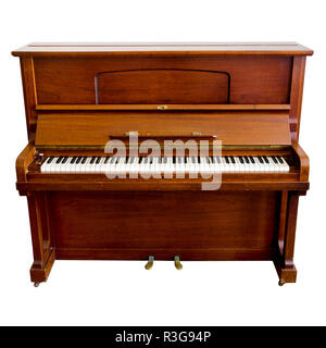 Brown Piano auf weißem Hintergrund Stockfoto