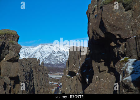 Þingvellir (Thingvellir) ist ein historischer Ort und National Park in Island, östlich von Reykjavík. Stockfoto