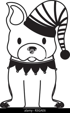 Hund mit Hut winter frohe Weihnachten Vector Illustration Stock Vektor