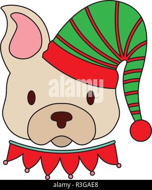 Hund mit Hut winter frohe Weihnachten Vector Illustration Stock Vektor