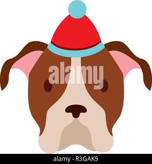 Hund mit Hut winter frohe Weihnachten Vector Illustration Stock Vektor