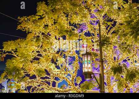 Los Angeles, Nov. 19: Nacht Blick von der schönen Weihnachtsbeleuchtung der Hain am 19.November, 2018 in Los Angeles Stockfoto