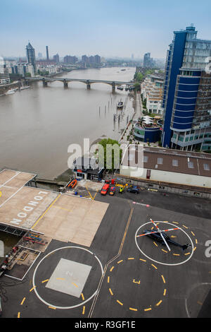Battersea Heliport, an der Themse, London, UK, geschlossen Stockfoto
