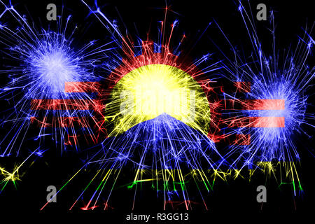 Roswell, New Mexiko Feuerwerk Sekt Flagge. Neues Jahr, Weihnachten und Nationalen Tag Konzept. Vereinigte Staaten von Amerika Stockfoto