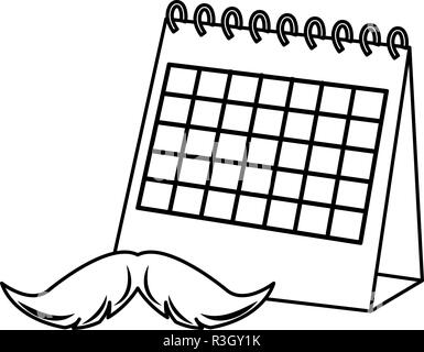 Movember Prostatakrebs tag Kalender und Schnurrbart Vector Illustration Stock Vektor