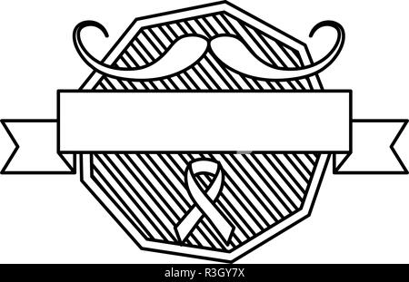Label Schnurrbart ribbon movember Prostatakrebs Vector Illustration Stock Vektor