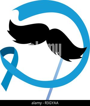 Schnurrbart ribbon movember Prostatakrebs tag Vector Illustration Stock Vektor