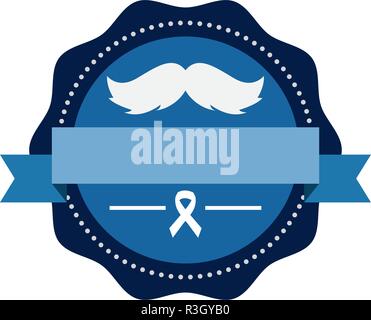 Label Schnurrbart ribbon movember Prostatakrebs Vector Illustration Stock Vektor
