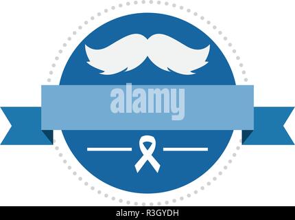 Label Schnurrbart ribbon movember Prostatakrebs Vector Illustration Stock Vektor