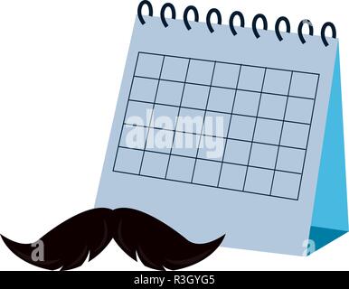 Movember Prostatakrebs tag Kalender und Schnurrbart Vector Illustration Stock Vektor