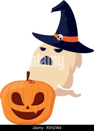 Lustige Halloween Vektor Illustration Mit Geist Katze Niedlicher Geist Mit Katzenohren In Lila Und Blauen Farben Isoliert Auf Weissem Hintergrund Stock Vektorgrafik Alamy