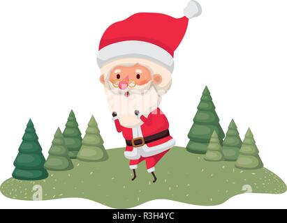 Santa Claus bewegte und Weihnachtsbäume avatar Charakter Stock Vektor