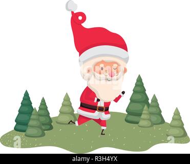 Santa Claus bewegte und Weihnachtsbäume avatar Charakter Stock Vektor