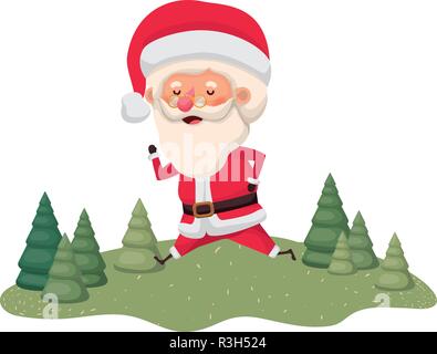 Santa Claus bewegte und Weihnachtsbäume avatar Charakter Stock Vektor