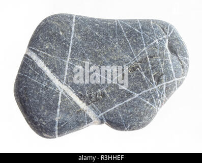 Makrofotografie von natürlichen Mineral aus geologische Sammlung - Kiesel aus grauwacke Stein auf weißem backgroundd Stockfoto