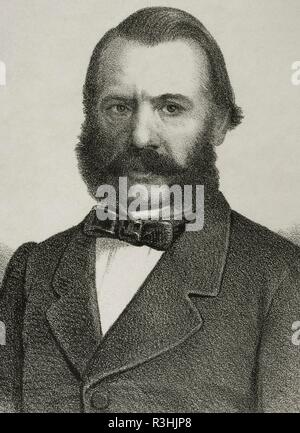 Antonio Sánchez del Río y López de la Rosa, Conocido por Antonio de los Ríos Rosas (1812-1873). Orador, jurista y político Español, Presidente del Congreso de los Diputados Durante 1863-1864, 1865-1866 y 1872. Dibujo por Llanta. Retrato, las mejores. Litografía. Crónica de España, Historia y Ilustrada Descriptiva de Sus Provincias. Andalusien, 1869. Biblioteca Histórico Militar de Barcelona, Cataluña, Spanien. Stockfoto