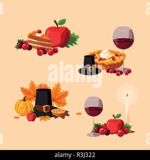 Tanksgiving essen Symbole Vector Illustration Design Stock Vektor