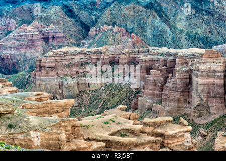 Tal der Burgen, Sharyn Canyon National Park, Tien Shan Gebirge, Kasachstan Stockfoto