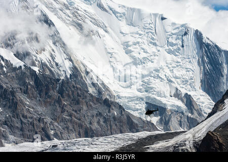 Engilchek Gletscher und Khan Tengri Berg, zentralen Tian Shan Gebirge, Grenze zwischen Kirgistan und China, Kirgistan Stockfoto