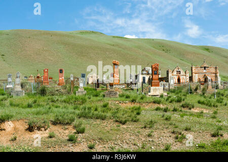 Muslimischer Friedhof, Eki Naryn Schlucht, der naryn Region, Kirgisistan Stockfoto