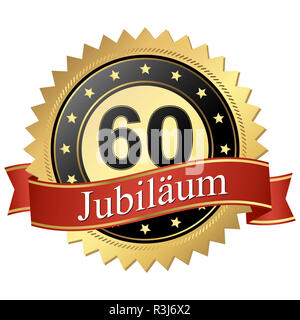 Jubiläum Knopf mit Banner Deutsch - Jubiläum 60 Jahre Stockfoto