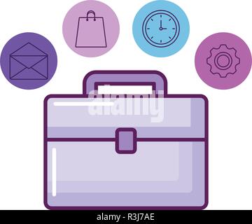 Aktenkoffer und digitales Marketing ähnliche Symbole auf weißem Hintergrund, Vector Illustration Stock Vektor