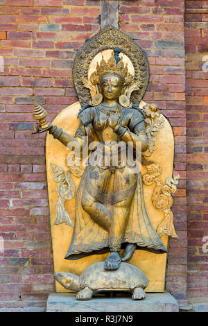 Ganga Fluss Göttin Statue, Mul Chowk, Hanuman Dhoka Palast, Patan Durbar Square, Unesco Weltkulturerbe Stockfoto