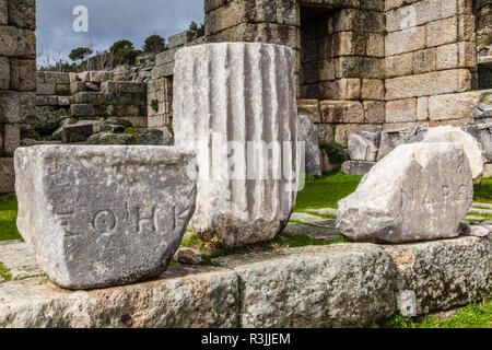 Ortaköy, Provinz Muğla, Türkei, 23. Februar 2013: Labranda archäologische Stätte, dem Tempel des Zeus Labraundeus. Stockfoto