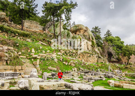 Ortaköy, Provinz Muğla, Türkei, 23. Februar 2013: Labranda archäologische Stätte, dem Tempel des Zeus Labraundeus. Stockfoto