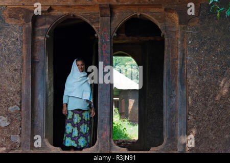 Die Frau in der Antike 14. Jahrhundert Ura Kidane Mehret Kloster (Äthiopisch Orthodoxe Kirche), Zege Halbinsel im See Tana, Bahir Dar, Äthiopien Stockfoto