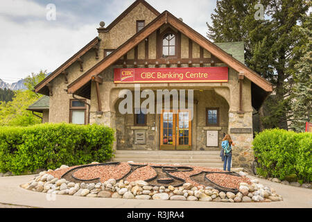 JASPER, AB, Kanada - Juni 2018: Der cibc Banking Center in Jasper, Alberta. Stockfoto