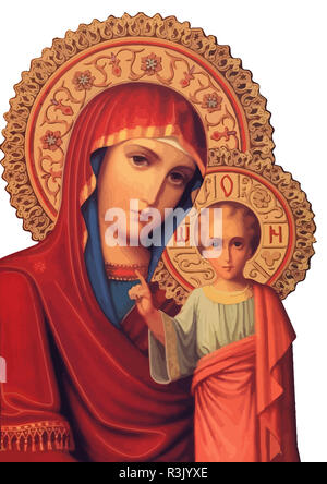 Maria von Nazareth orthodoxe Kirche Baby Jesus theotokos Rot heiligen Abbildung Stockfoto