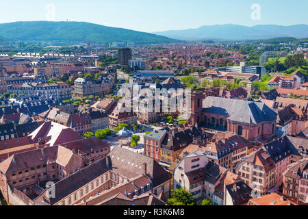 Panorama von Belfort Altstadt gesehen von der Zitadelle Stockfoto