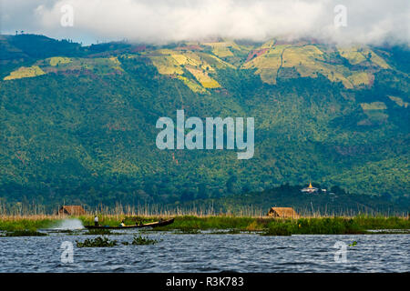 Kultivierten Ackerland am Gipfel des Berges von Inle-See, Shan State in Myanmar Stockfoto