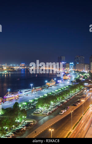 UAE, Dubai, Deira. Erhöhten Blick auf den Dubai Creek. Stockfoto