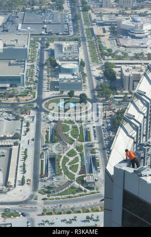 Vae, Abu Dhabi. Die Skyline der Stadt, Luftaufnahme Stockfoto