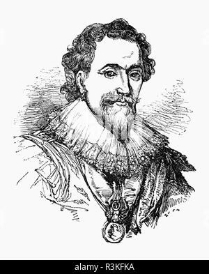 William Herbert, 3rd Earl of Pembroke (1580-1630) war ein englischer Edelmann, Politiker, und Höfling. Er Kanzler der Universität Oxford und gründete Pembroke College in Oxford mit König James I. diente er als Kammerherr von 1615 bis 1625. Im Jahre 1623, die erste Folio von William Shakespeares Dramen wurde ihm gewidmet, zusammen mit seinem Bruder Philip Herbert, 1. Earl Montgomery. Herbert wurde scharf in der Kolonialisierung von Amerika interessiert. Er war Herr Haushalter von 1626 bis 1630. Stockfoto
