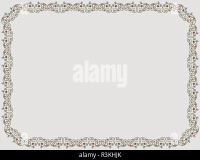 Dekorative Blumen Rahmen mit Blumen und Blätter im Viktorianischen Stil in hellen Farben auf der Mute grauer Hintergrund, Vektor als Element des Designs Stock Vektor