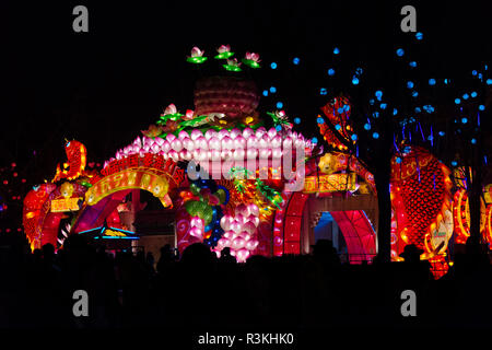 Nachtansicht Laternen in Konfuzius Tempel markt Nanjing, Provinz Jiangsu, China Stockfoto