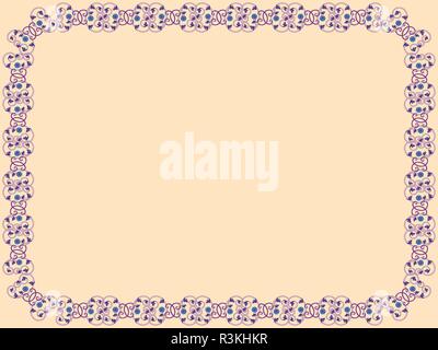 Zarte dekorative Blumen Rahmen mit interwoven Linien im Viktorianischen Stil in violetten Reflexen auf der Mute rosa Hintergrund, Vektor als Element des Designs Stock Vektor