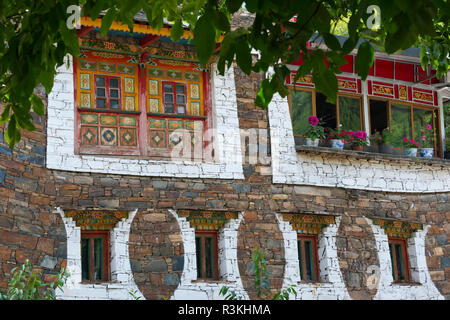 Altes Haus in Zhuokeji Häuptling des Dorfes, Ngawa tibetischen autonomen Präfektur Qiang, westliches Sichuan, China Stockfoto