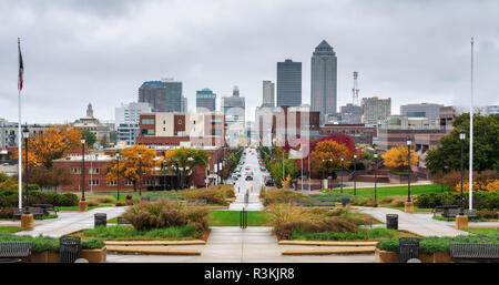 Downtown Des Moines gesehen von der Iowa State Capitol Stockfoto