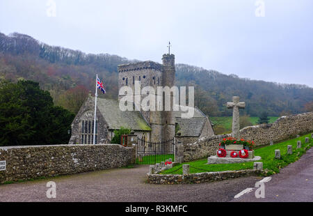 Die St Winifreds Kirche an Branscpmbe Dorf im East Devon, Großbritannien Stockfoto