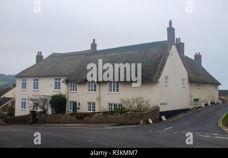 Alte malerische Reetdachhäuser in Charmouth in West Dorset UK Stockfoto