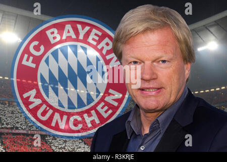 Fotomontage: Gerüchte über Oliver Kahn. Die ehemalige Bayern Kapitän Kahn ist so ein Kandidat für die Neuausrichtung der Sitzungssaal der Verein in einer Zeit nach Präsident Hoeneß und Management chief Rummenigge zu sein. Hoeness wird bis November 2019 gewählt. Vor allem Uli Hoeneß hatte wieder versucht und wieder Kahn zurück zu seinem Eintritt in den Ruhestand im Jahr 2008 zurück an die Isar zu holen. Archiv Foto: Überblick, beide Mannschaften, Teams, Bildung, Choreographie, Allianz Arena, lange erschossen. FC Bayern München - FC Barcelona 4-0. Fußball Champions League, Halbfinale, Hinspiel, 23.04.2013, ALLIANZAREN A. | Verwendung weltweit Stockfoto